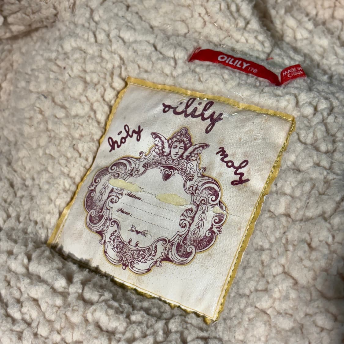 OILILY 오일릴리 베이지 엘레강스 패턴 암로고 이너플리스 후드 야상  상품이미지4