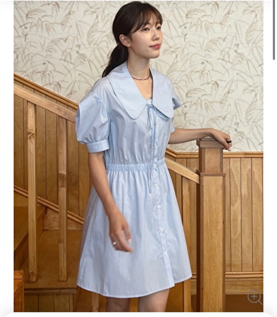 At corner 엣코너 스트라이프 카라 원피스 상품이미지2