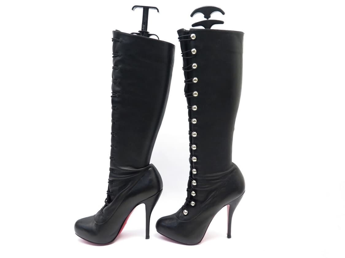 Louboutin 크리스찬 루부탱 램스킨 블랙레더 니하이부츠  상품이미지2