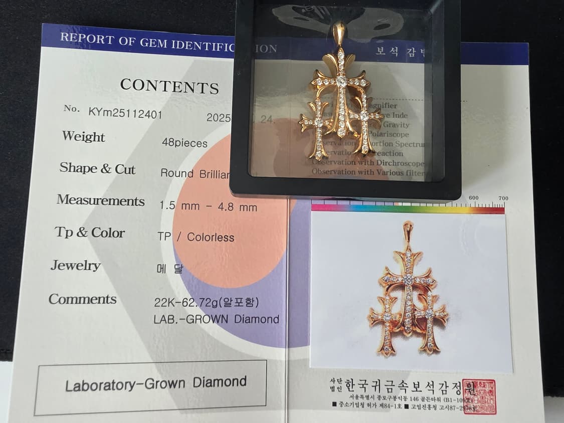 22k 크롬하츠 제작 3ch 트리플 풀파베 팬턴트  상품이미지1