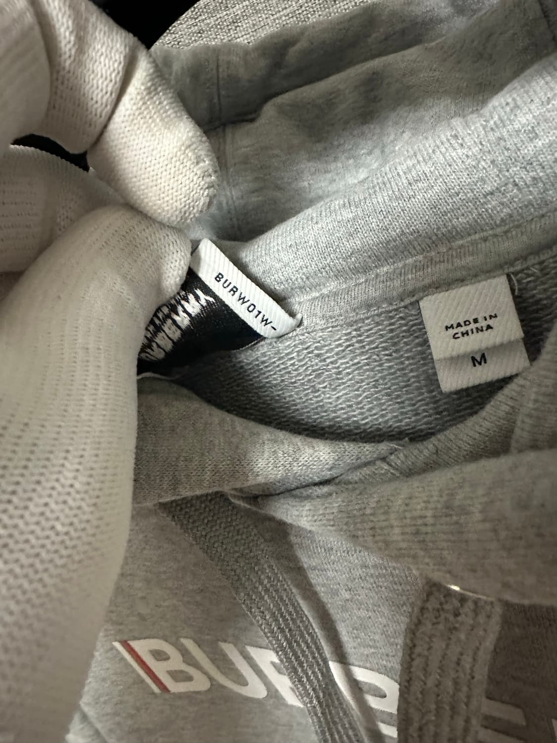 (M) 버버리 레터링로고 후드티 그레이 상품이미지4