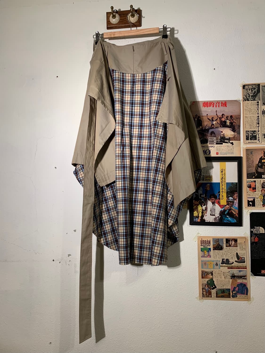 미하라 야스히로 베이지 체크 랩스커트 + 벨트 상품이미지2