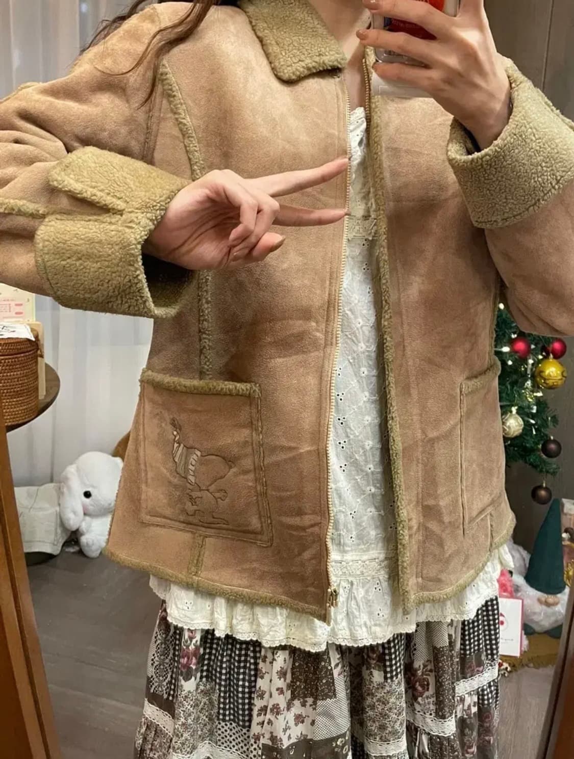 스누피 빈티지 무스탕 모리노가토 카모메산장 상품이미지2