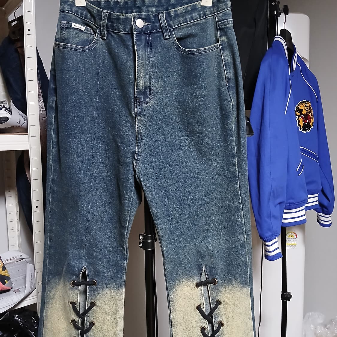 김아홉 특이한 부츠컷 데님 청바지 아일렛 27인치이하 상품이미지4