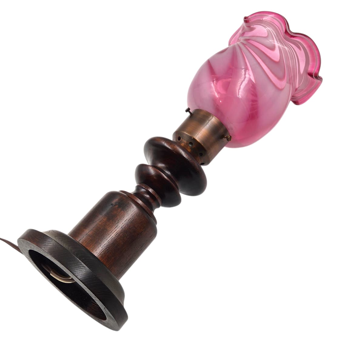 70s 핸드블로운 스윌 원목 엔틱 스탠드 램프 상품이미지6