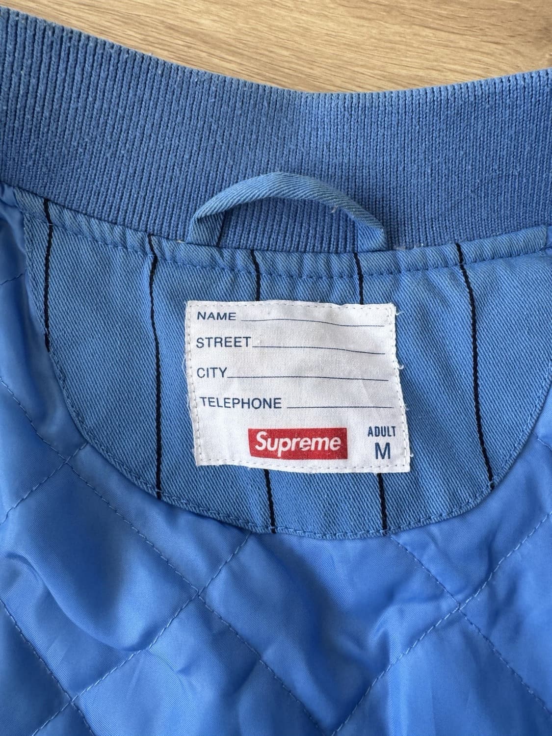 슈프림 사이코 핀스트라이프 스타디움 자켓 블루 상품이미지6