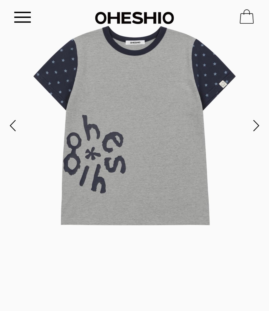 오헤시오 스타 투 톤 티셔츠 그레이 상품이미지1