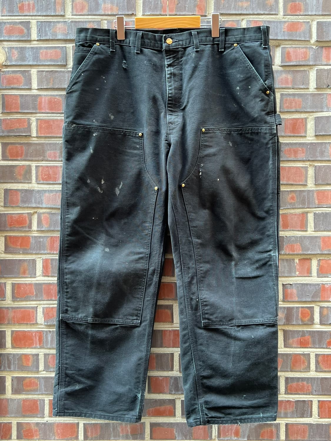 [44] 칼하트 B01 블랙 더블니 USA 블랙 페이딩 워크 팬츠 상품이미지1