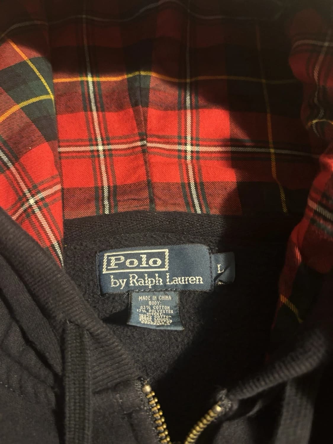 폴로 랄프 로렌 빅포니 네이비 체크 후드 집업 상품이미지4