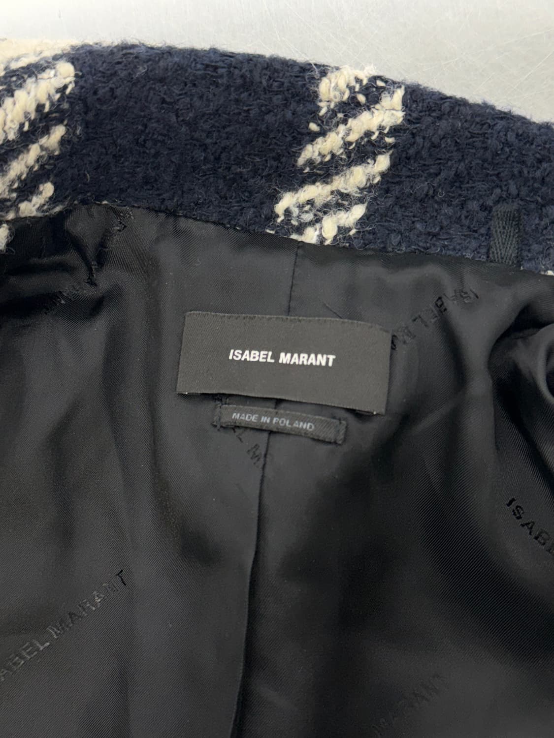 이자벨마랑 네이비 글렌 체크 트위드 라펠 자켓 상품이미지7