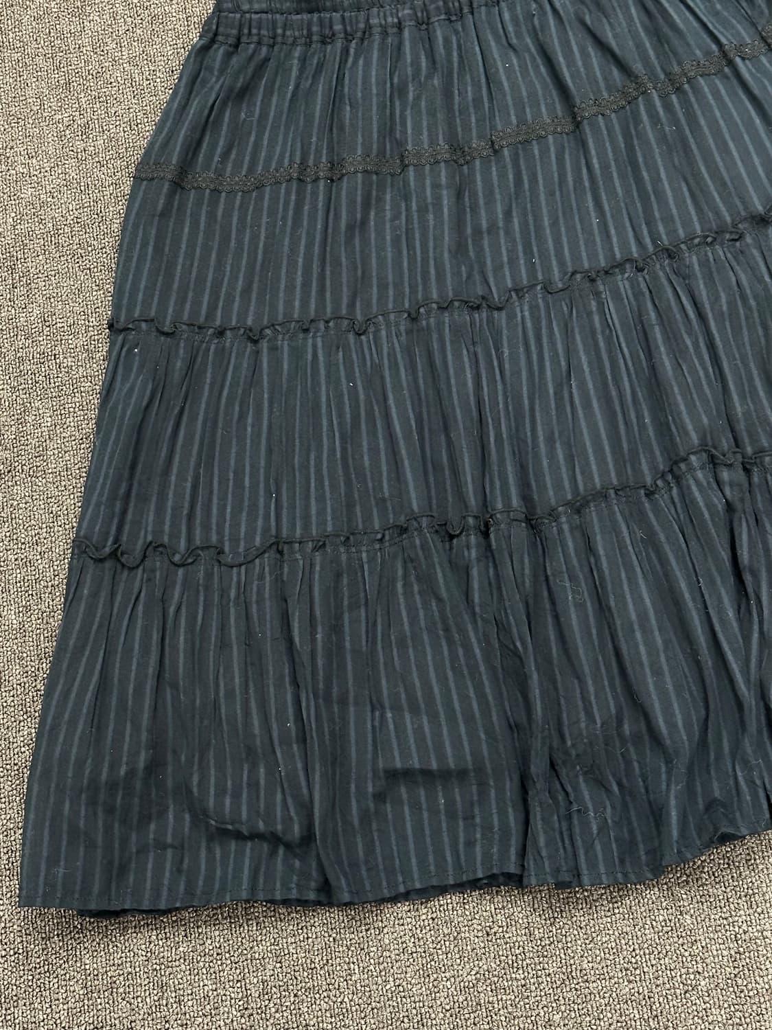 M)Japanese vintage 스트라이프 레이스 네이비 스커트 상품이미지4