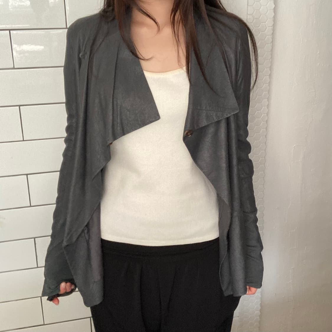 릭오웬스 레더 드레이프 자켓 상품이미지2