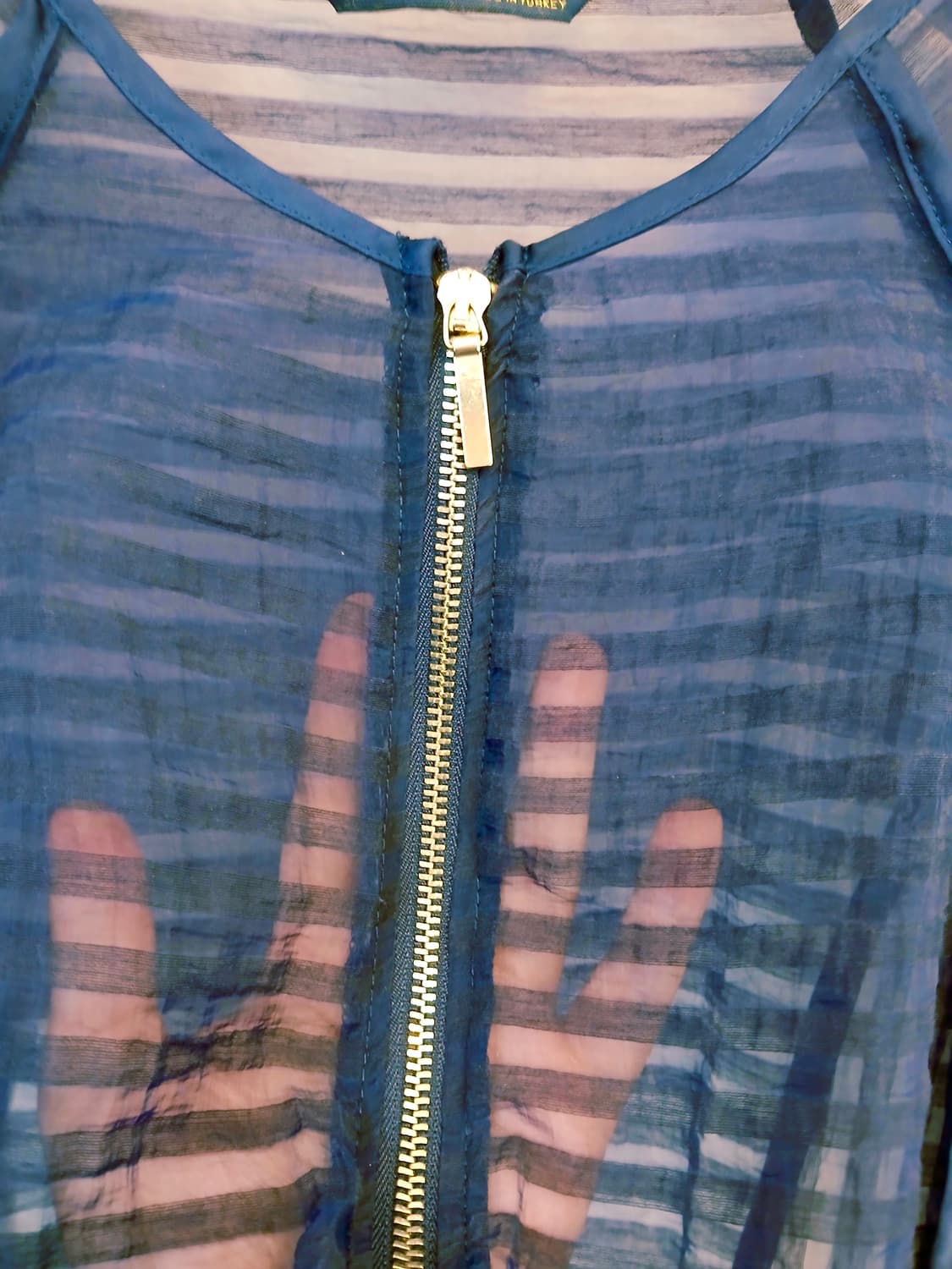 ZARA BASIC 딥 네이비 시스루 스트라이프 블루종 (L) 상품이미지4