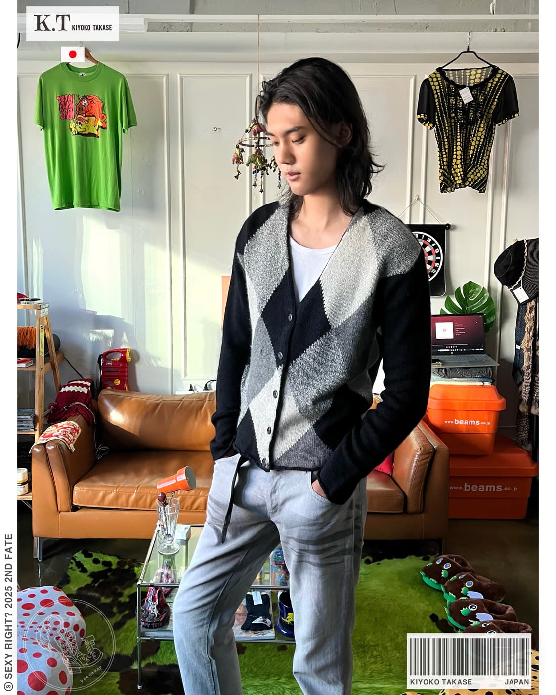 KIYOKO TAKASE Argyle Wool Knit Cardigan 상품이미지1