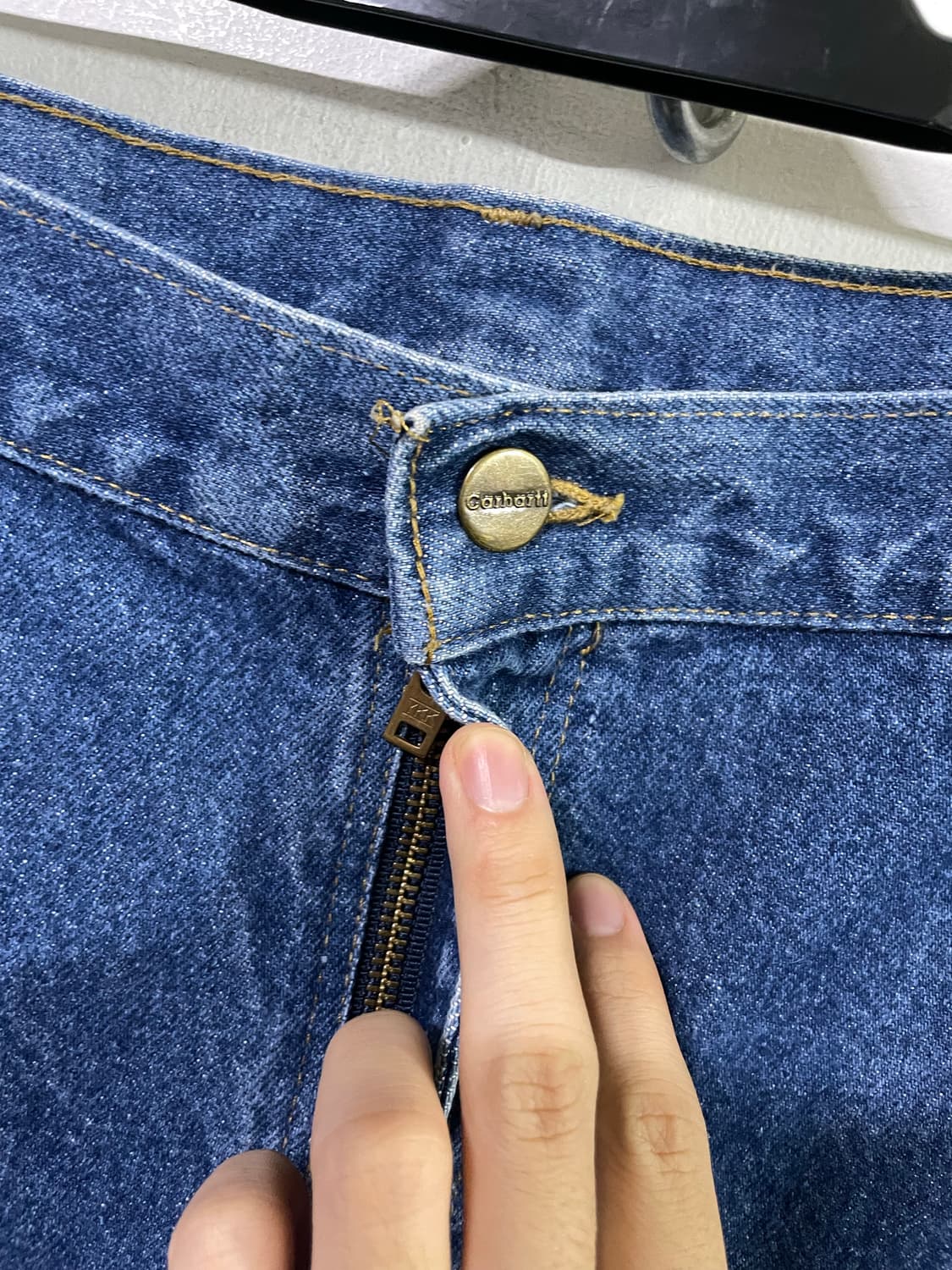 칼하트 더블니 B73 DST 데님팬츠 USA 36x32 가죽탭 상품이미지6