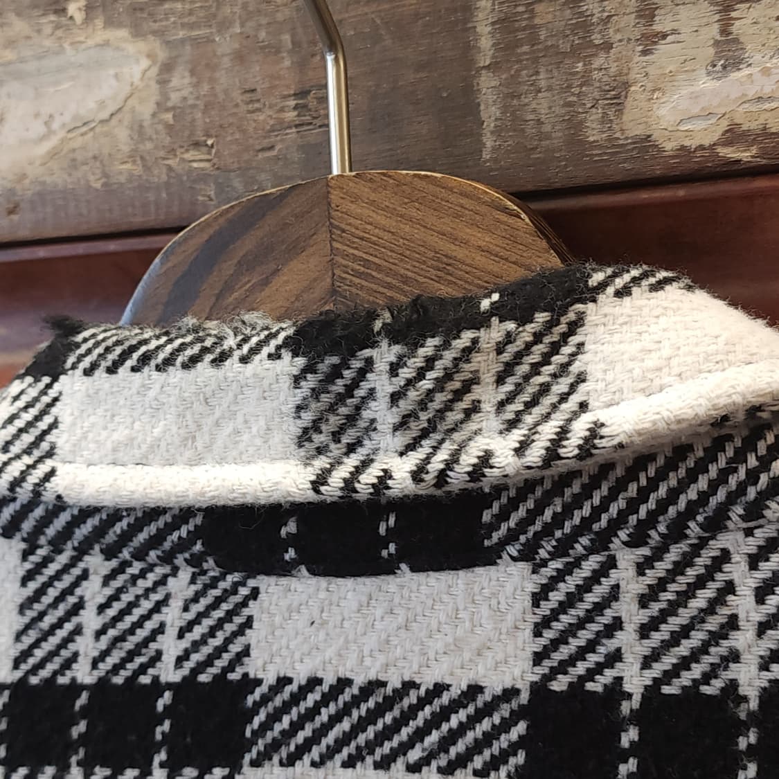 90s 빈티지 체크셔츠 헤비 플란넬 워크셔츠 데미지 블랙앤화이트 xl 상품이미지9