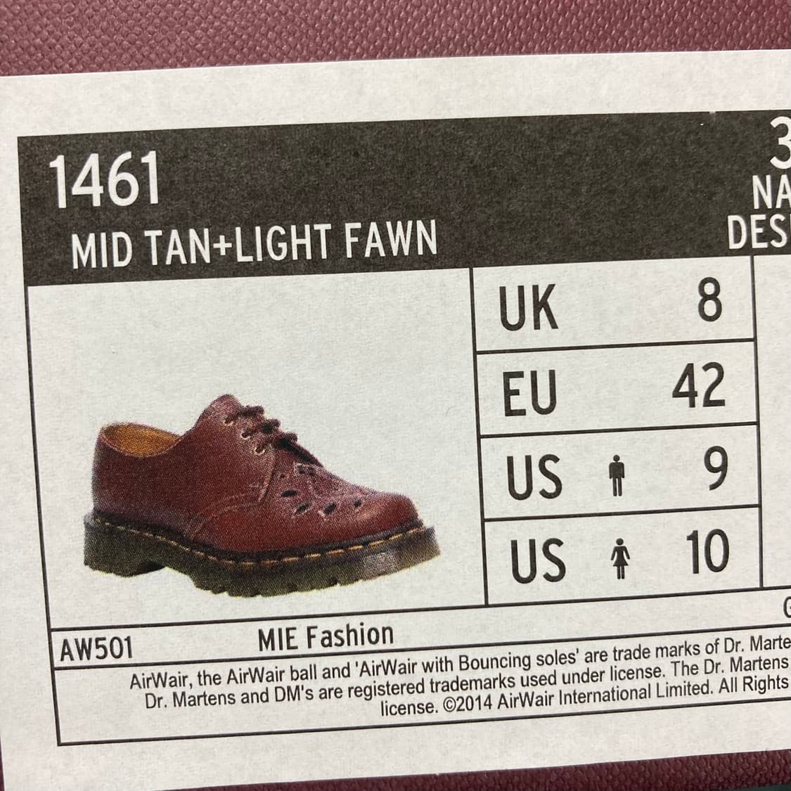 닥터마틴 1461 MIE 컷아웃 미드 탄 상품이미지2