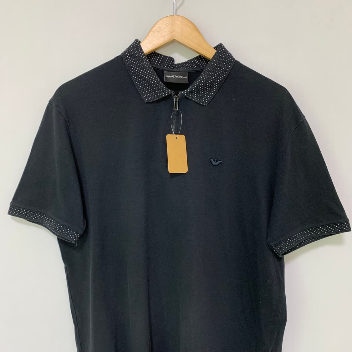 엠포리오 아르마니 블랙 반집업 반팔 카라 티셔츠 폴로티 XL 상품이미지3