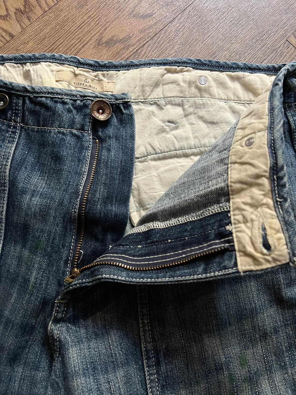 [36]Global Work 글로벌워크 서스펜더 버튼 퍼티그 데님 팬츠 상품이미지3