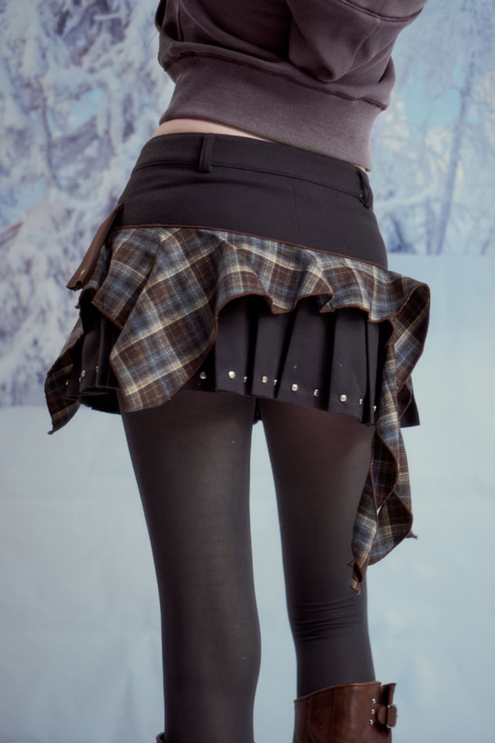 드라이로즈 체크 플리츠 스커트 상품이미지3