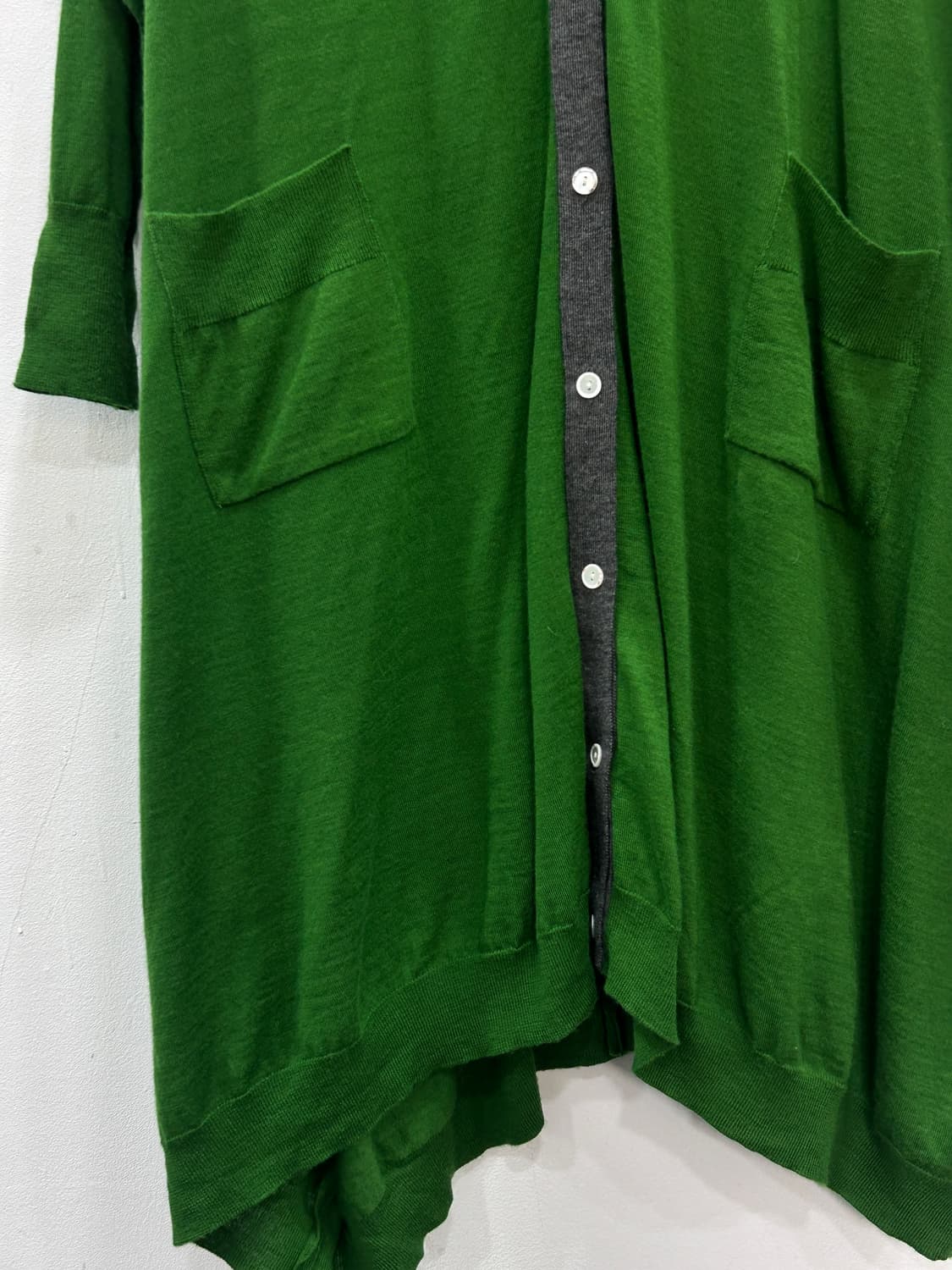 HIROMI TSUYOSHI 울 100% 그린 롱 가디건 상품이미지3