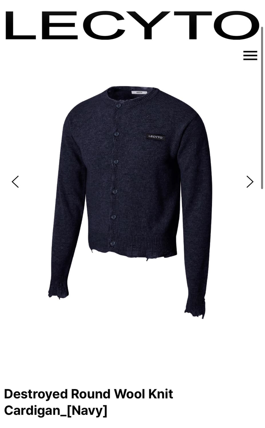 Destroyed Round Wool Knit Cardigan 상품이미지1