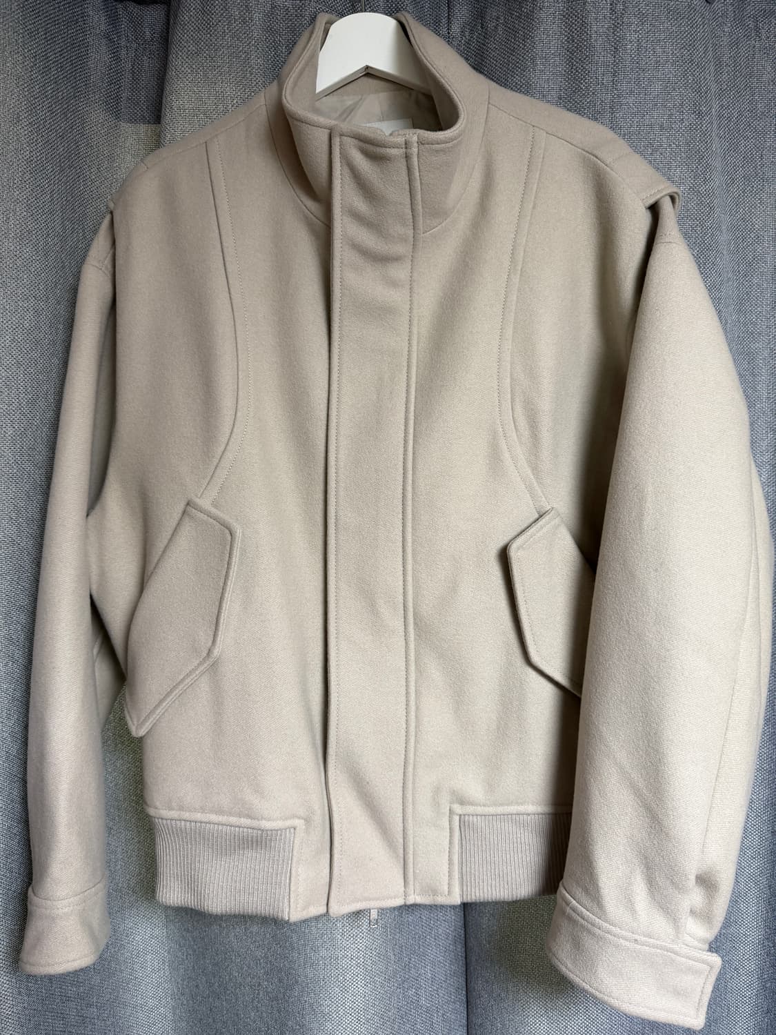 벨리에 오버핏 울100 블루종 상품이미지1