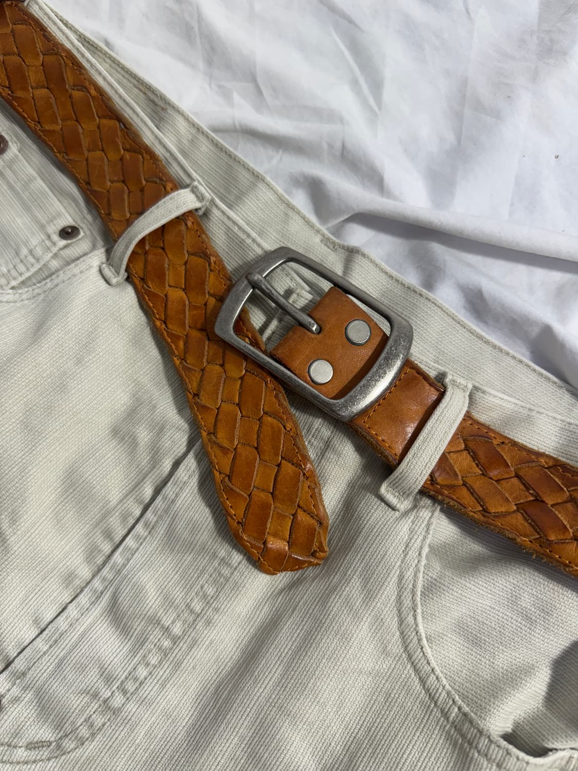 빈티지 위빙 레더 벨트 상품이미지3