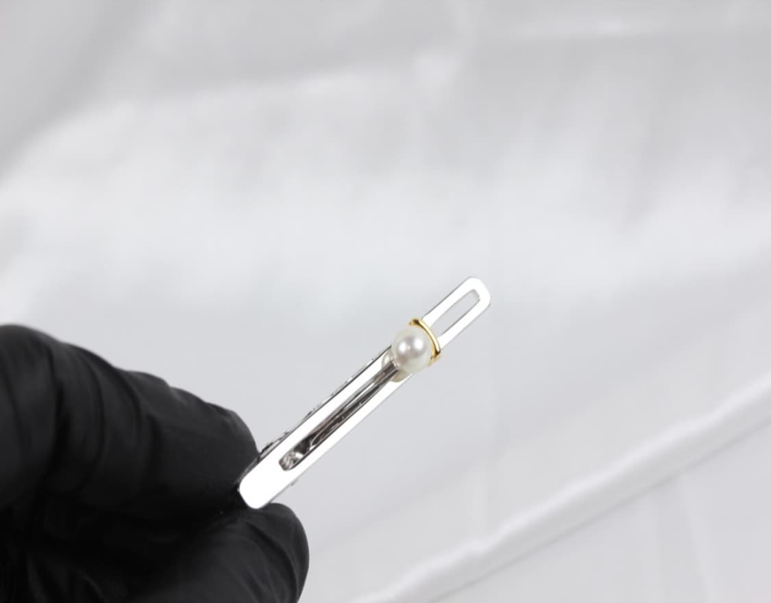 미키모토 천연진주 A+등급 자개 실버 은 4.8cm 남자 명품 넥타이핀 상품이미지6
