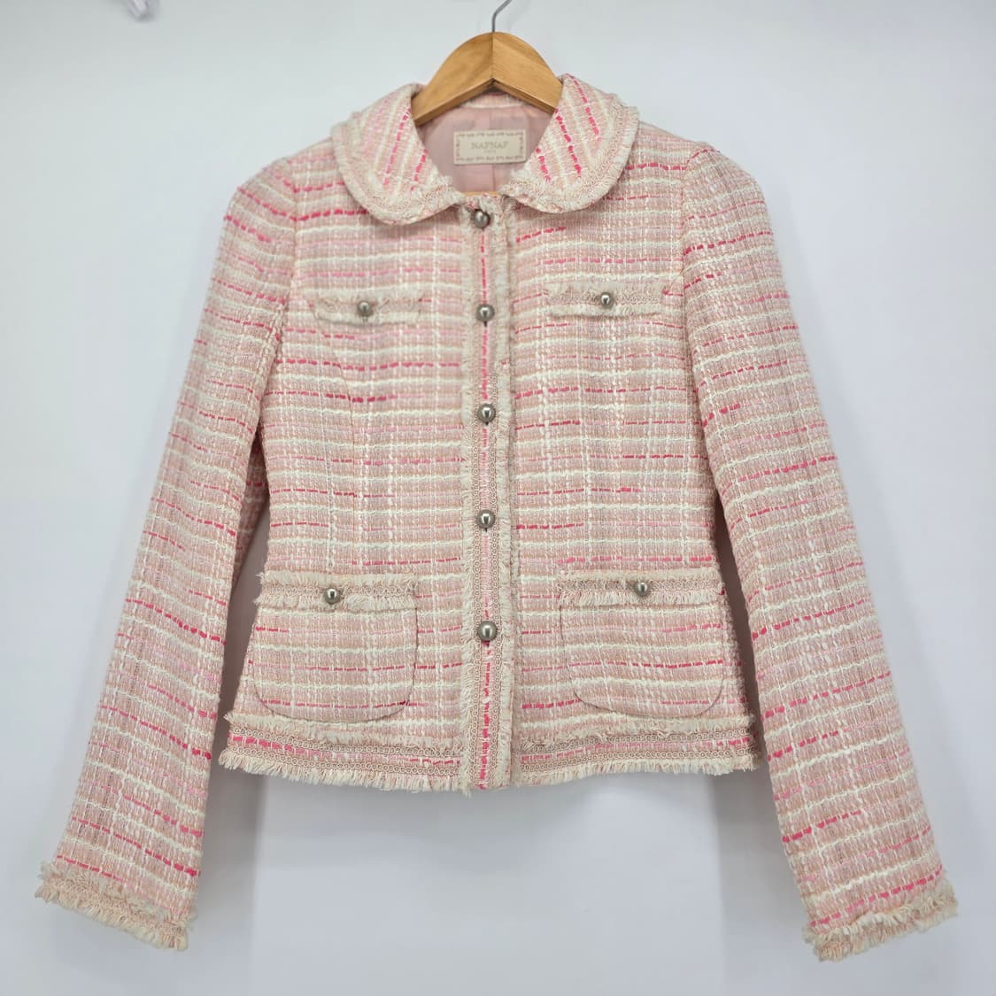 NAFNAF 파리 핑크 트위드 봄 코디 자켓 S 상품이미지1