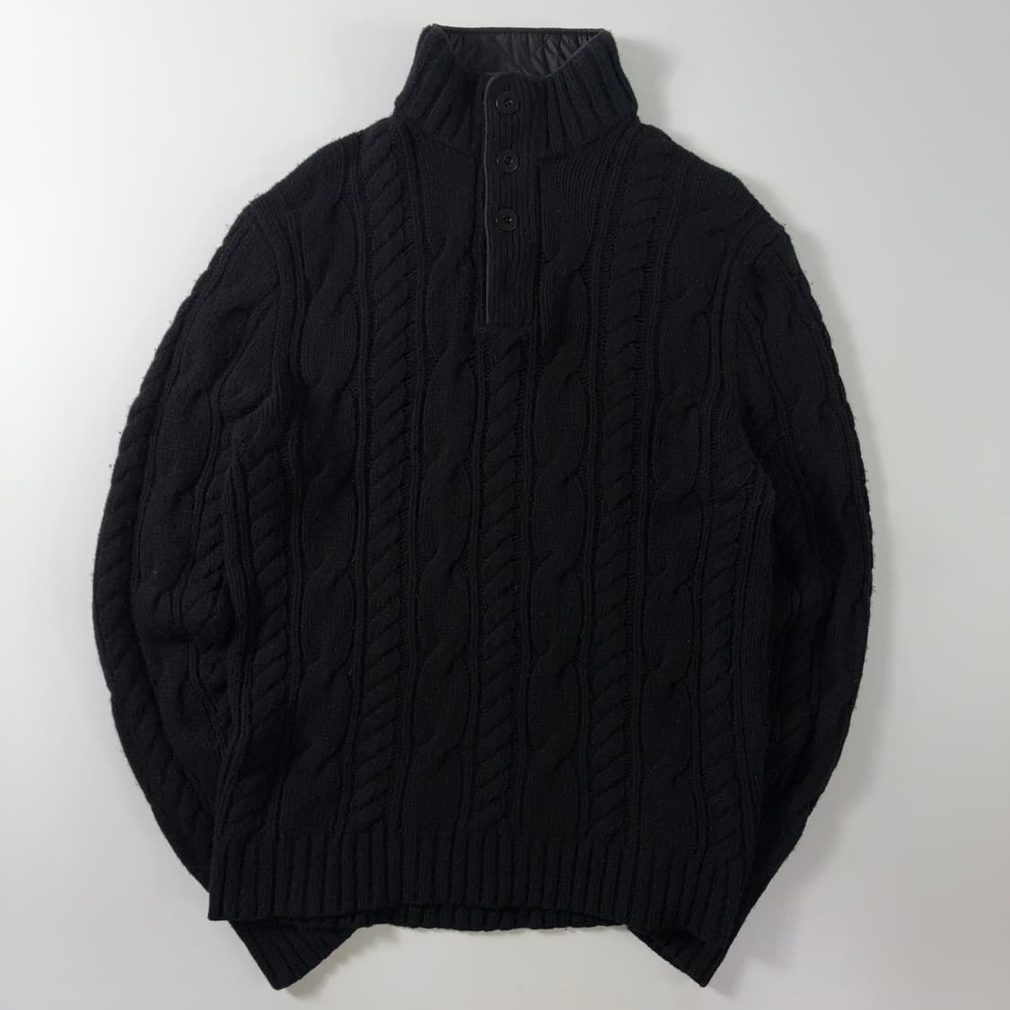 Polo  폴로 랄프로렌 메리노울 블랙 케이블 반집업 니트  상품이미지3