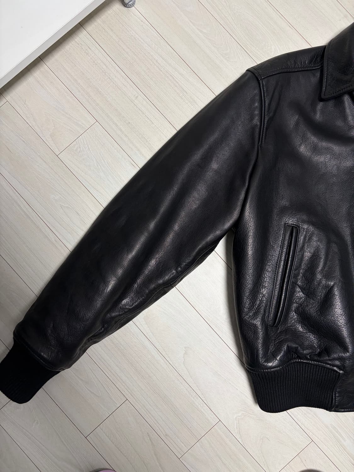 (M) 스투시 레더 플라이트 자켓 블랙 상품이미지2