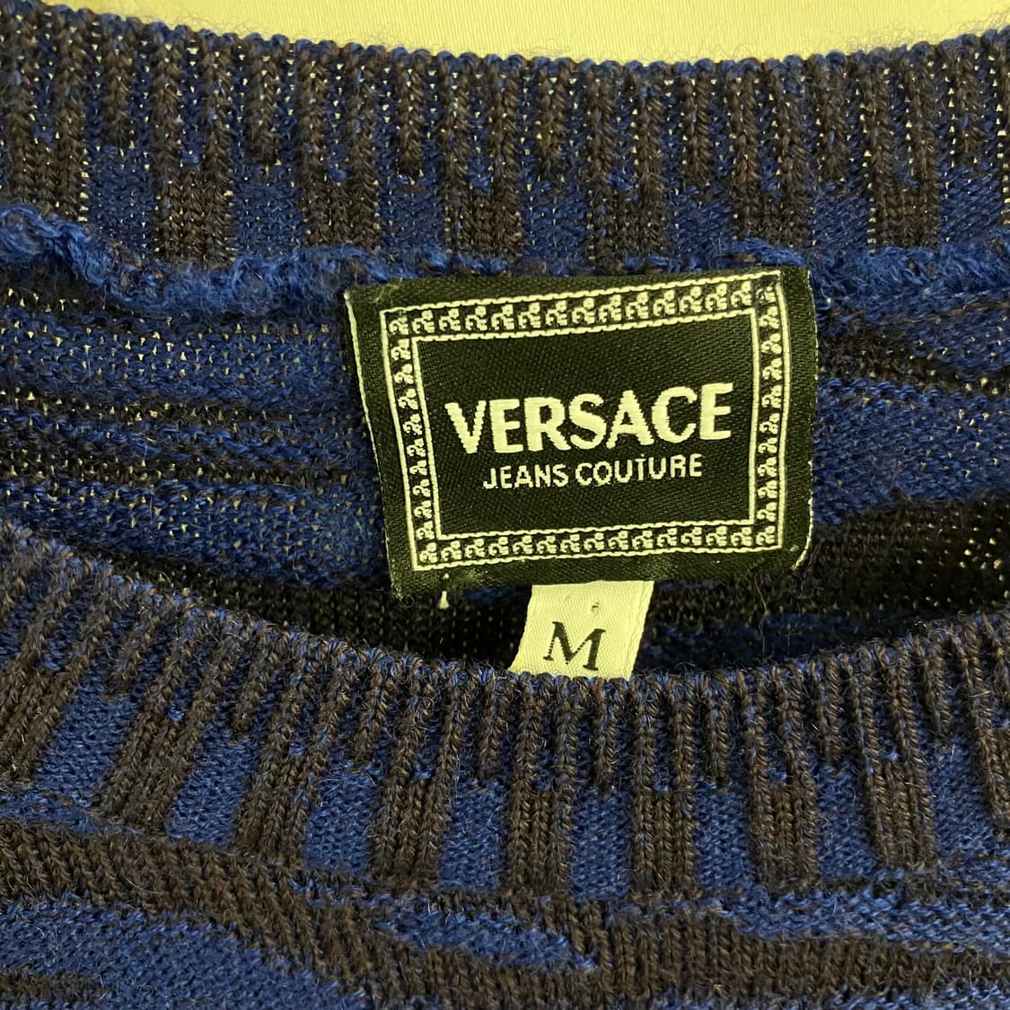 베르사체 블루 헤드로고 패턴 니트 스웨터 M 상품이미지3