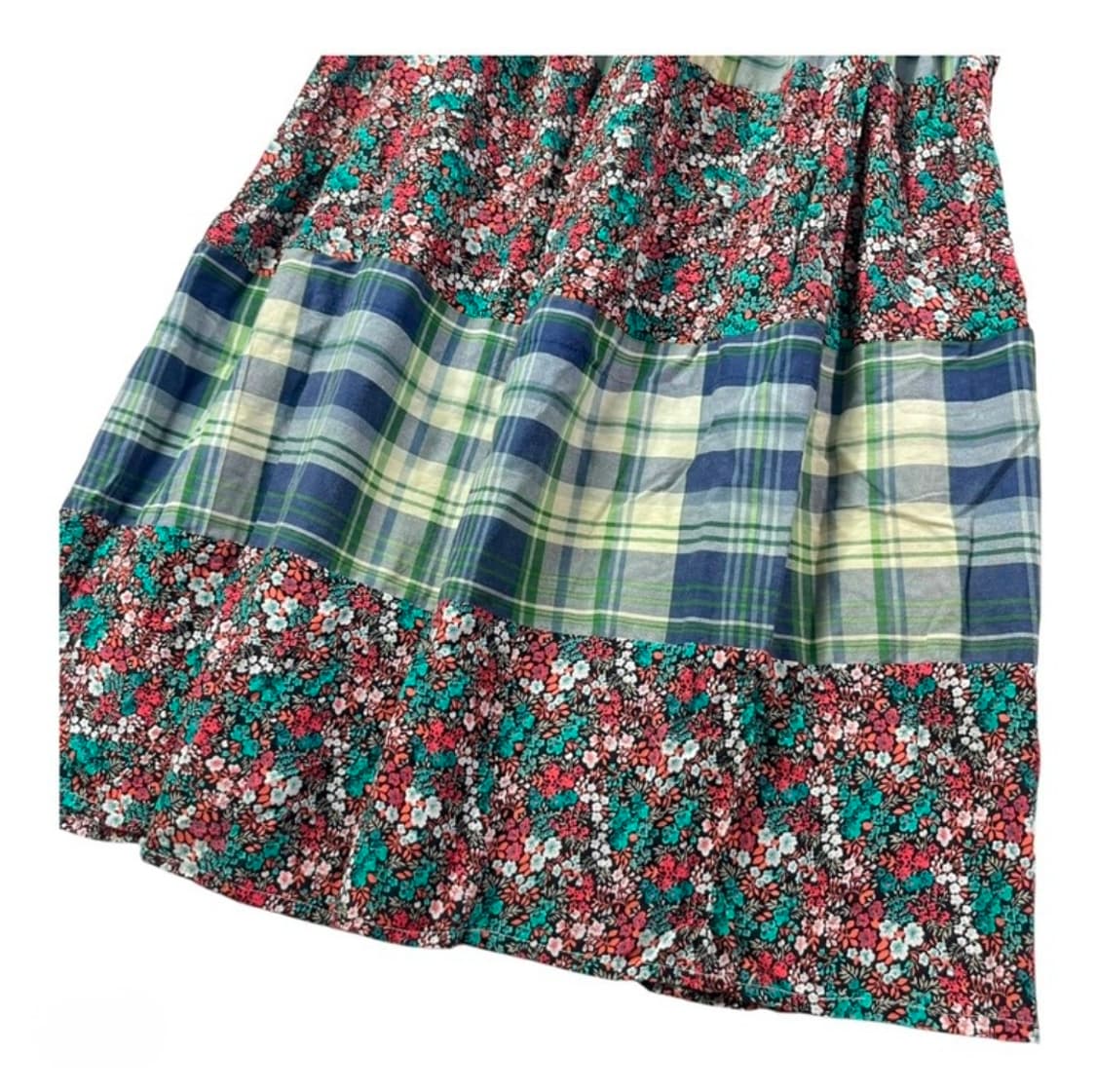 빈티지 모리걸 도트 체크 플라워 패치워크 롱스커트 상품이미지3