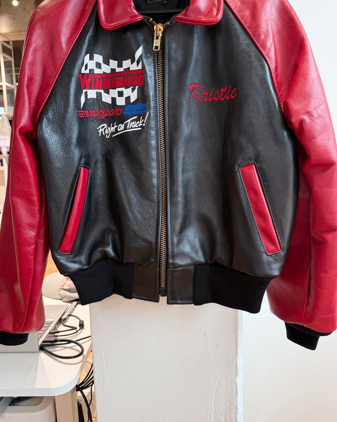 밴슨 레드 블랙 위네바고 모터스포츠 레더 자켓  상품이미지6