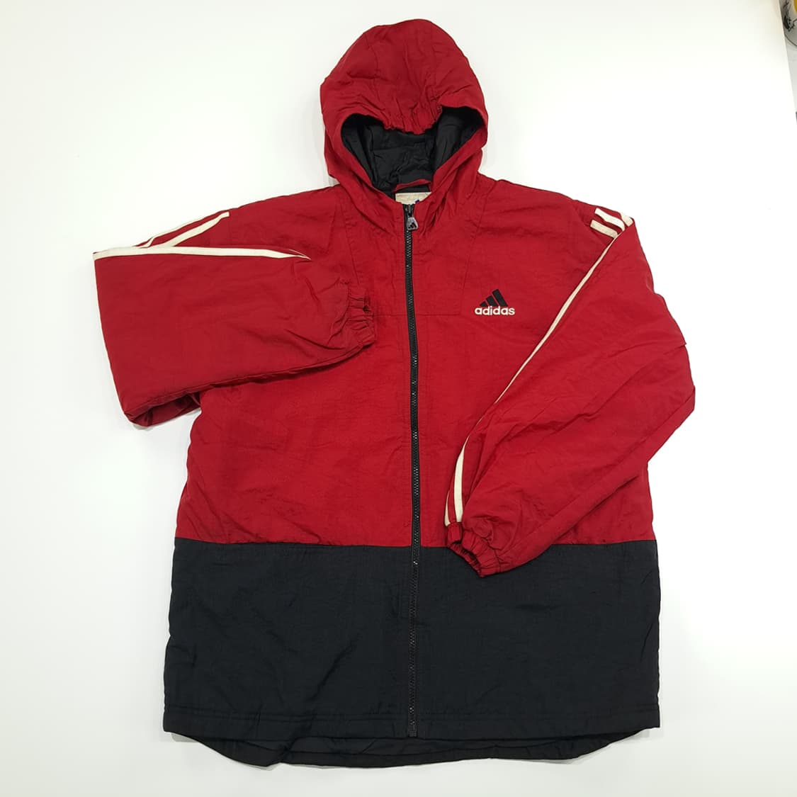 CN893 L 아디다스 레드 블랙 컬러블록 후드 자켓 점퍼 상품이미지2