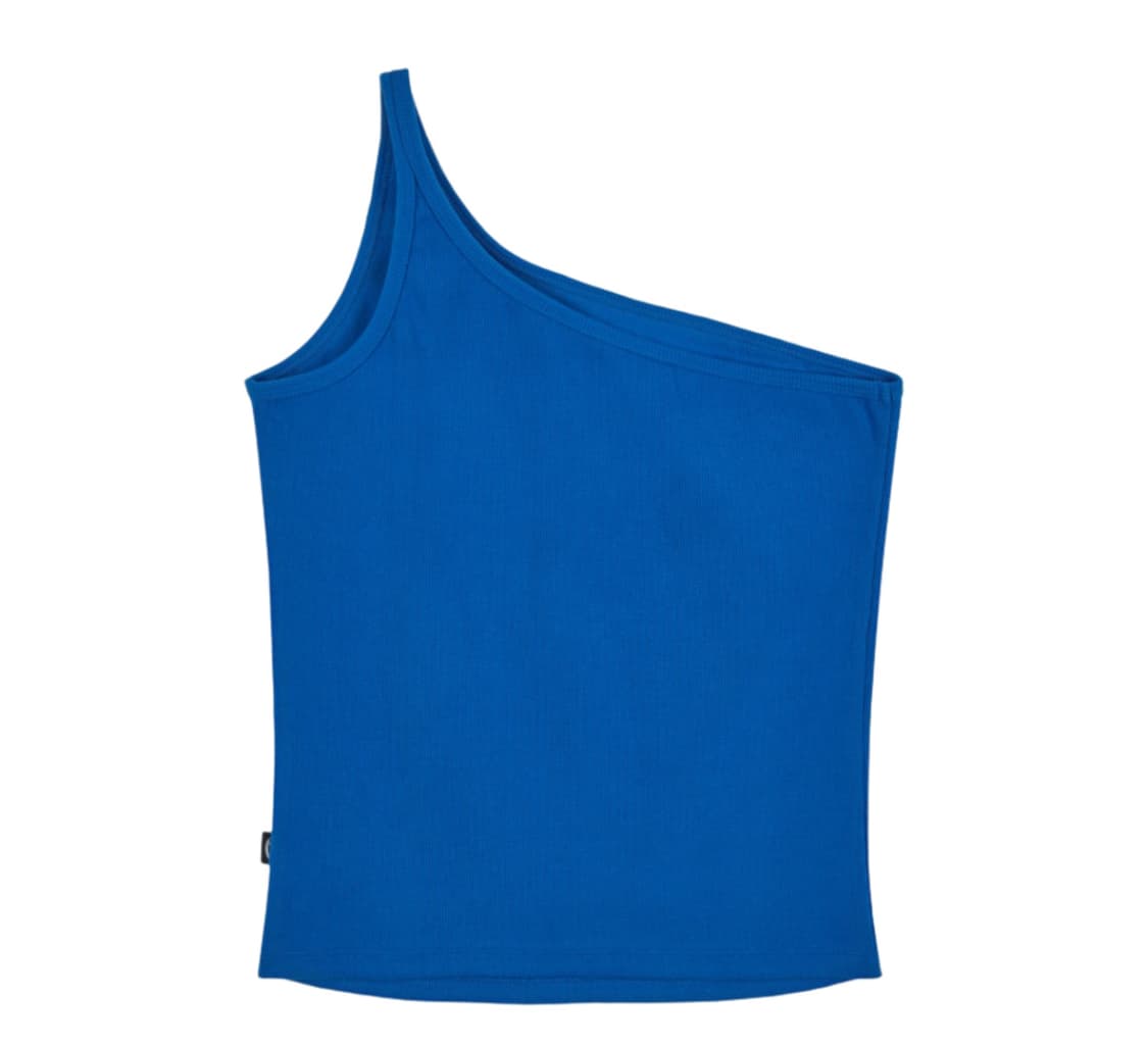 Emis 이미스 원 숄더 립드 슬리브리스 블루 상품이미지2