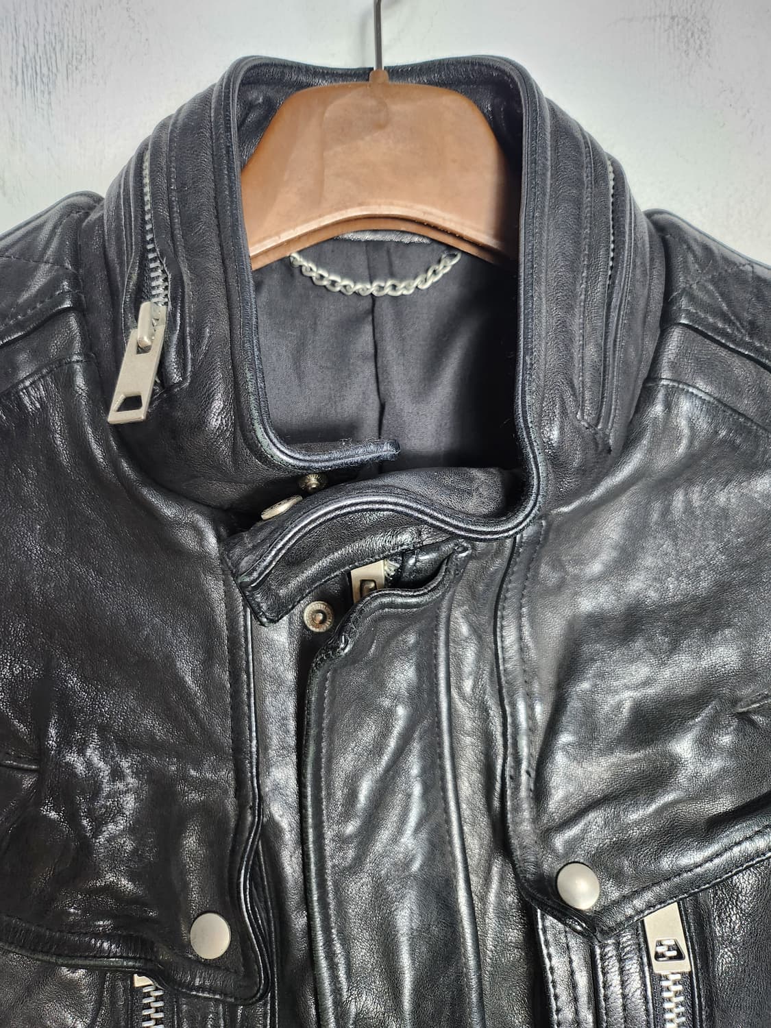 빈티지 멀티 포켓 라이더 가죽 자켓 상품이미지2