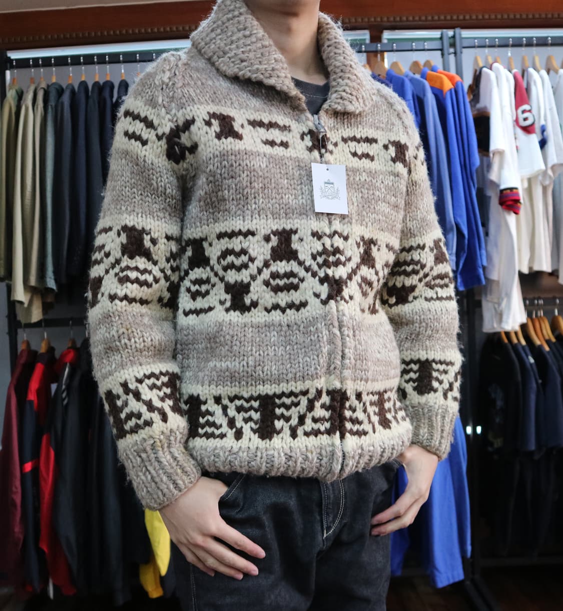 투악 버진울 집업 코위찬 가디건 made in cana 상품이미지8