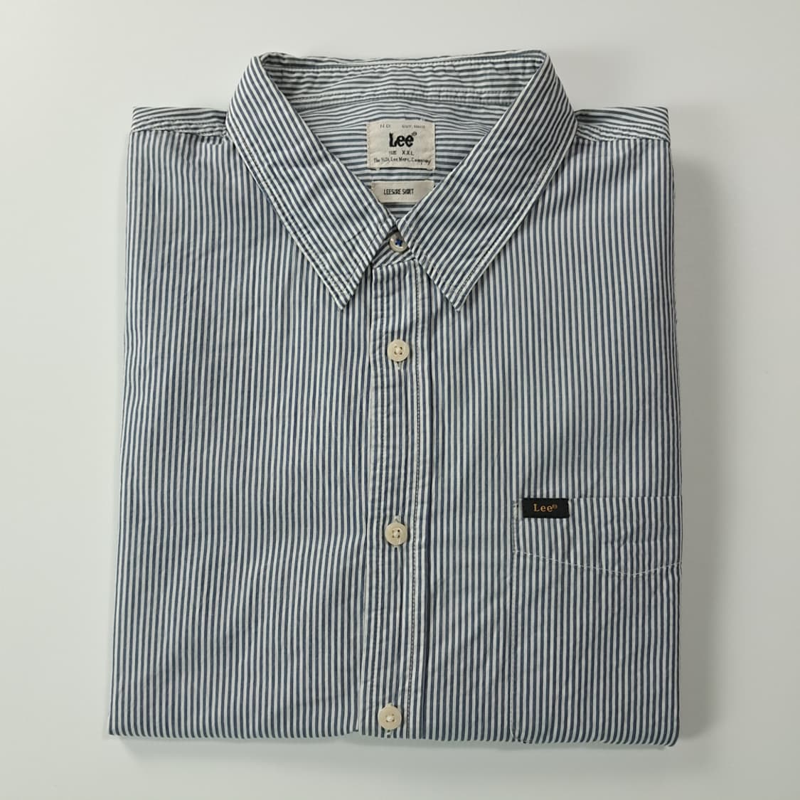 CK735 2XL 리 LEESURE 라인 블루 스트라이프 셔츠 남방 상품이미지8
