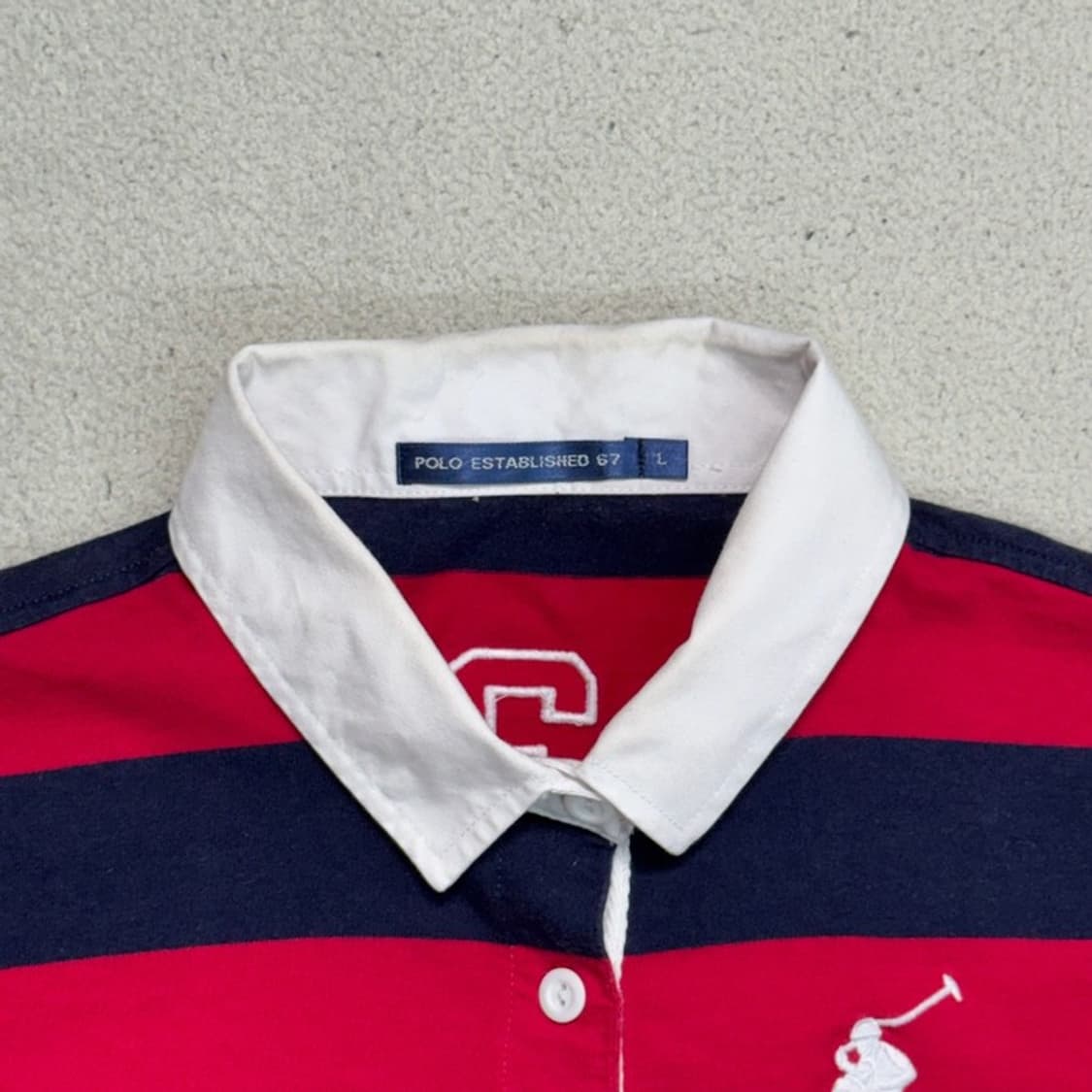 RALPH LAUREN 스트라이프 럭비티 반팔 L 상품이미지3
