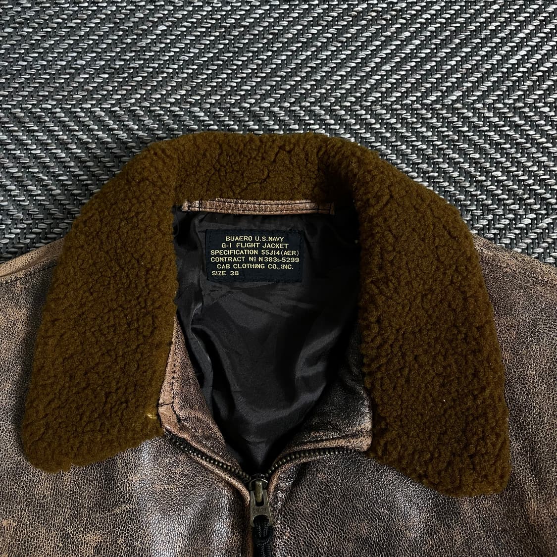 USA 밀리터리미군 오리지날 g-1 플라이트 에이징 레더 자켓y 2931 상품이미지4