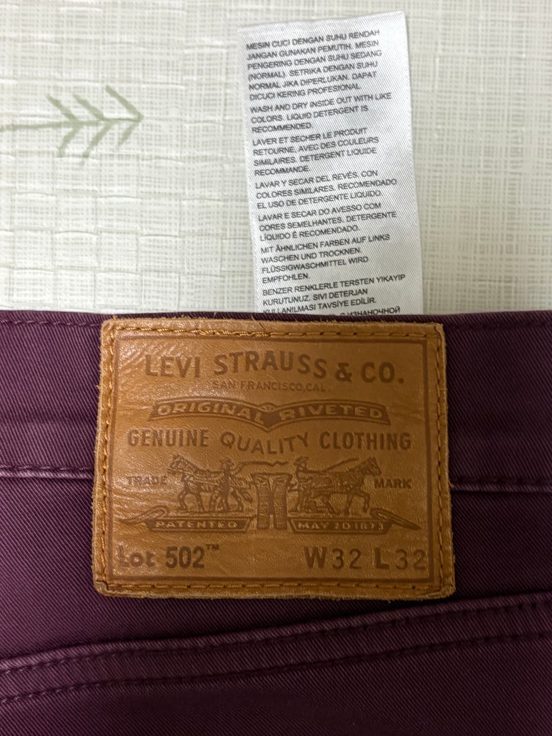 Levi’s 502 버건디 32x32 상품이미지5