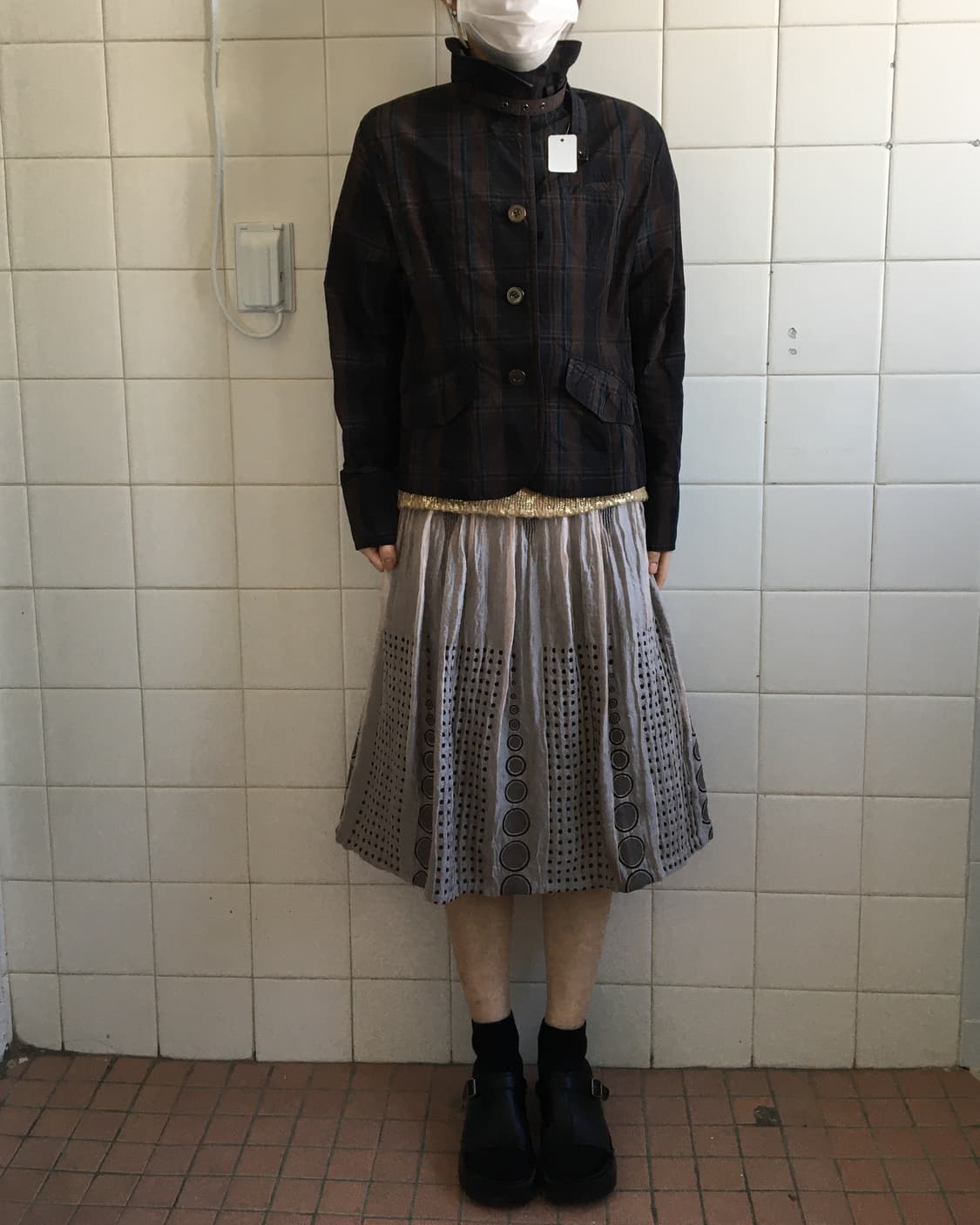 Belted check pattern jacket 상품이미지1