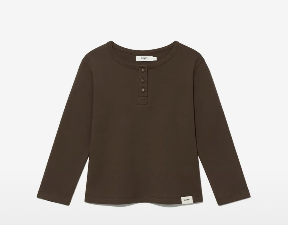 글로니 3/4 BUTTON FLY TEE (CHOCO) xs사이즈 상품이미지1