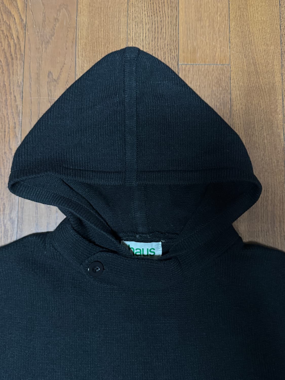 하우스 파인 울 니트 버튼 후디 블랙 상품이미지3