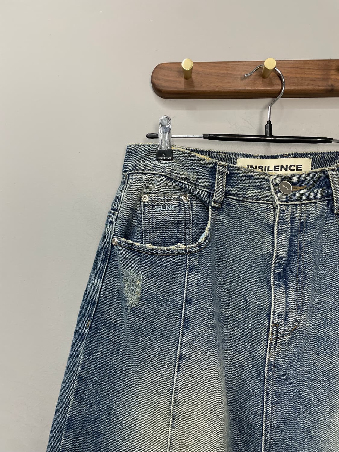 인사일런스 빈티지 데님 롱 스커트 H1110 상품이미지4