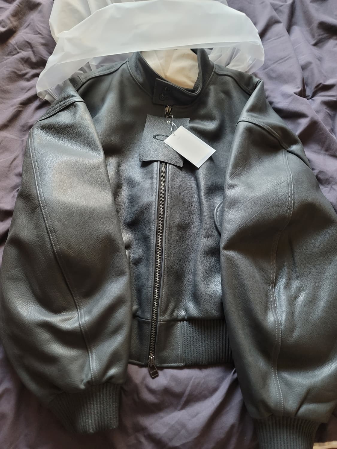 [1]GLESS 글레스 레더 헤링턴 자켓 블랙 상품이미지2