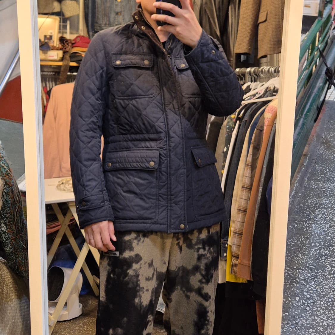 L~XL(착샷잇음) 차이나카라 네이비 퀼팅자켓  상품이미지3