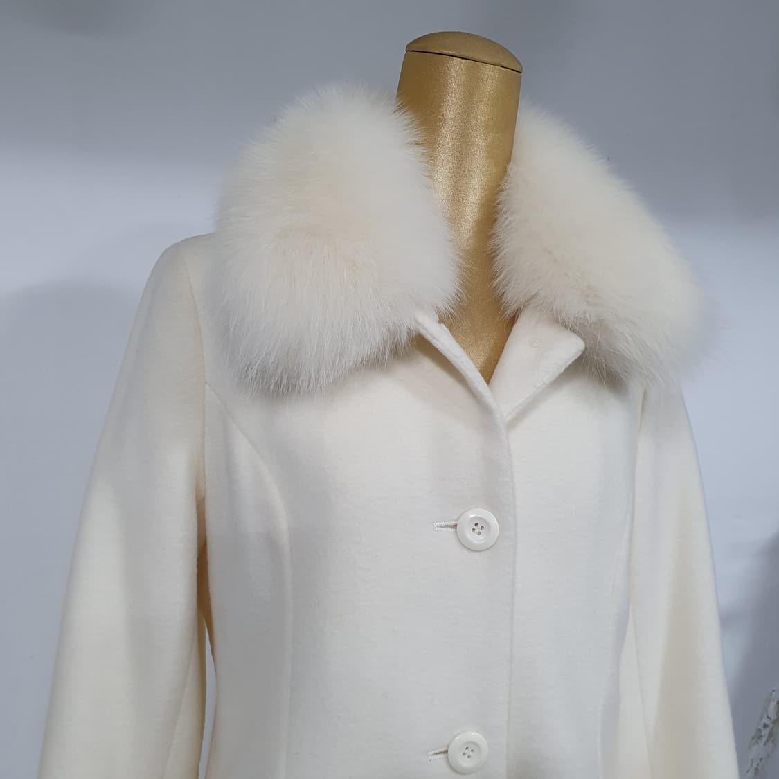 빈티지 아이보리 폭스퍼 앙고라 롱 코트 히메갸루 핀터깔 상품이미지2